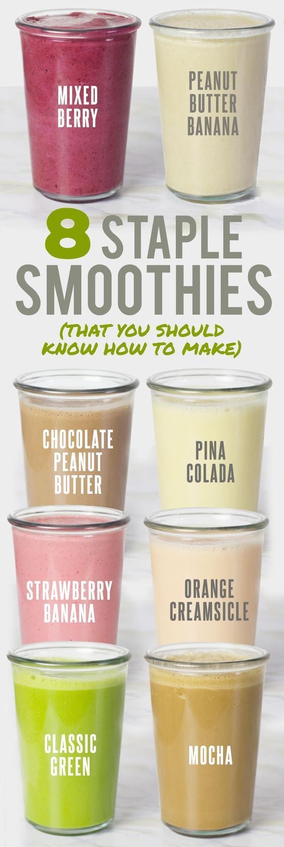 8 Healthy Staple Smoothie Recipes That You Should Know How to Make! #fitness_recipes_how_to_make