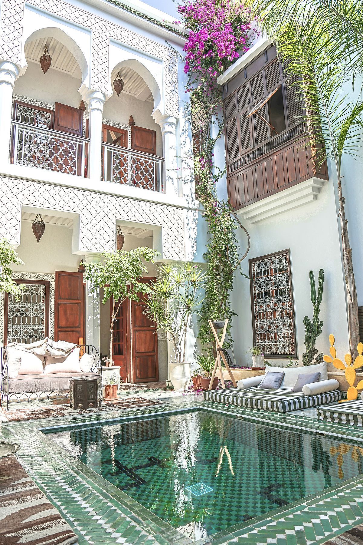 Authentic cuisine, a charming courtyard with swimming pool, and stylish, Moroccan inspired interiors make Riad Yasmine one of