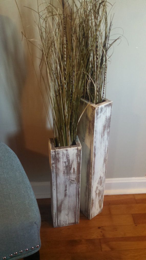 awesome SPECIAL SALE! Medium-Set of two-Rustic wood floor vases. Wedding Decor. Vase Home Decor. Shabby Chic by