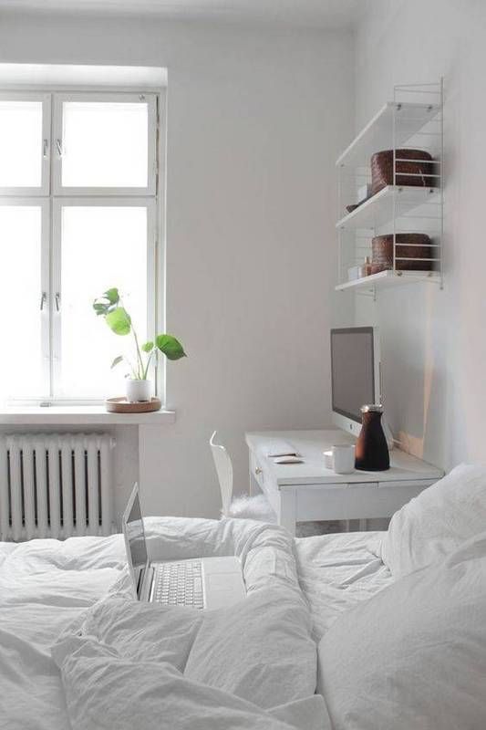 Best All White Room Ideas White Clean Bedroom Shelves Bedding
