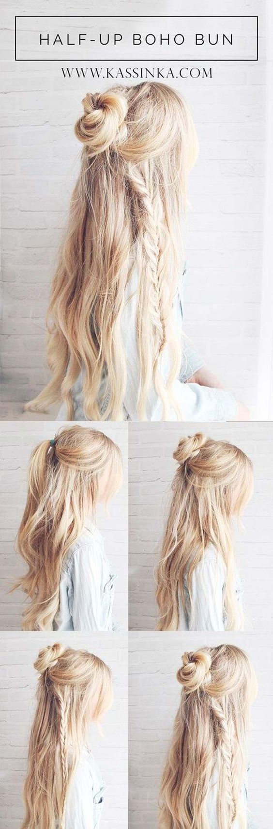Best Hairstyles for Long Hair - Boho Braided Bun Hair - Step by Step Tutorials for Easy Curls, Updo, Half Up, Braids and Lazy Girl