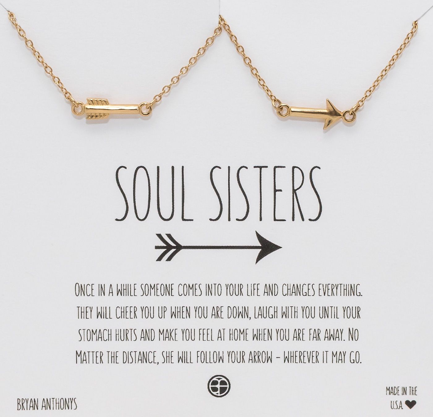 Bryan Anthonys Soul Sisters Best Friend & Sister Delicate Arrow Necklace Halves. $34
