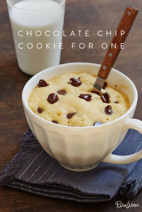 Chocolate-Chip Cookie for One via @PureWow. Sometimes in life, you crave a gooey, warm chocolate-chip cookie. And sometimes you
