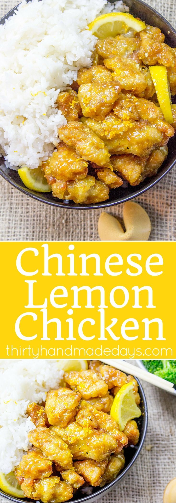 Classic Lemon Chicken with crispy battered chicken thighs in a sweet and tangy sauce. You can skip the delivery and the wait and