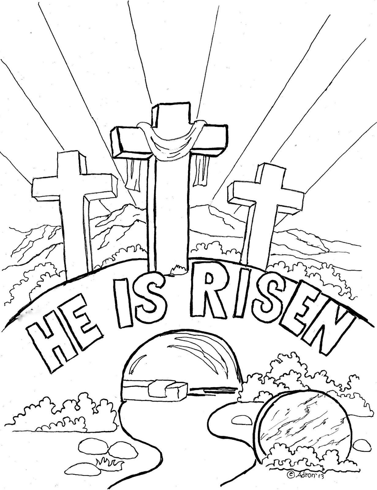 Coloring Pages for Kids by Mr. Adron: Easter Coloring Page For Kids, “He is Risen”