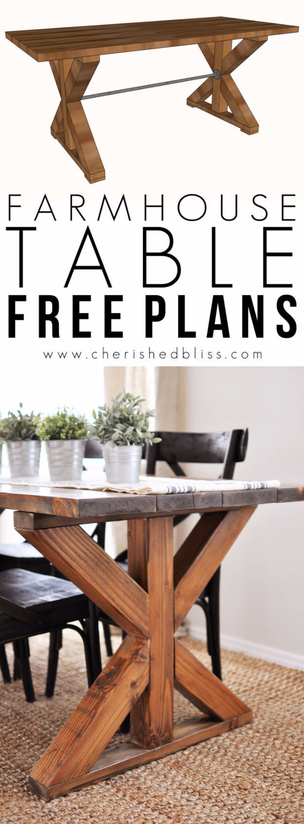 DIY Dining Room Table Projects – X Brace Farmhouse Table – Creative Do It Yourself Tables and Ideas You Can Make For Your Kitchen