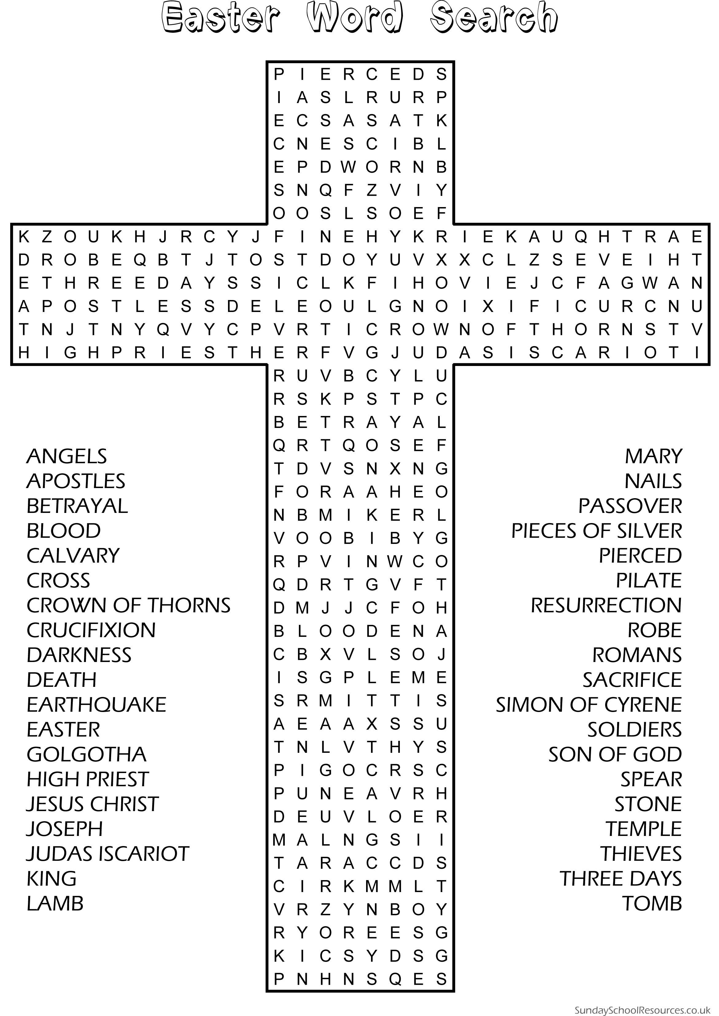 Easter Word Search – Sunday School Activity  website has good material