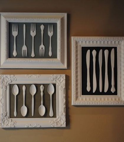 Easy & Creative Decor Ideas – Frames Old Cutlery and White Spray – Click Pic…