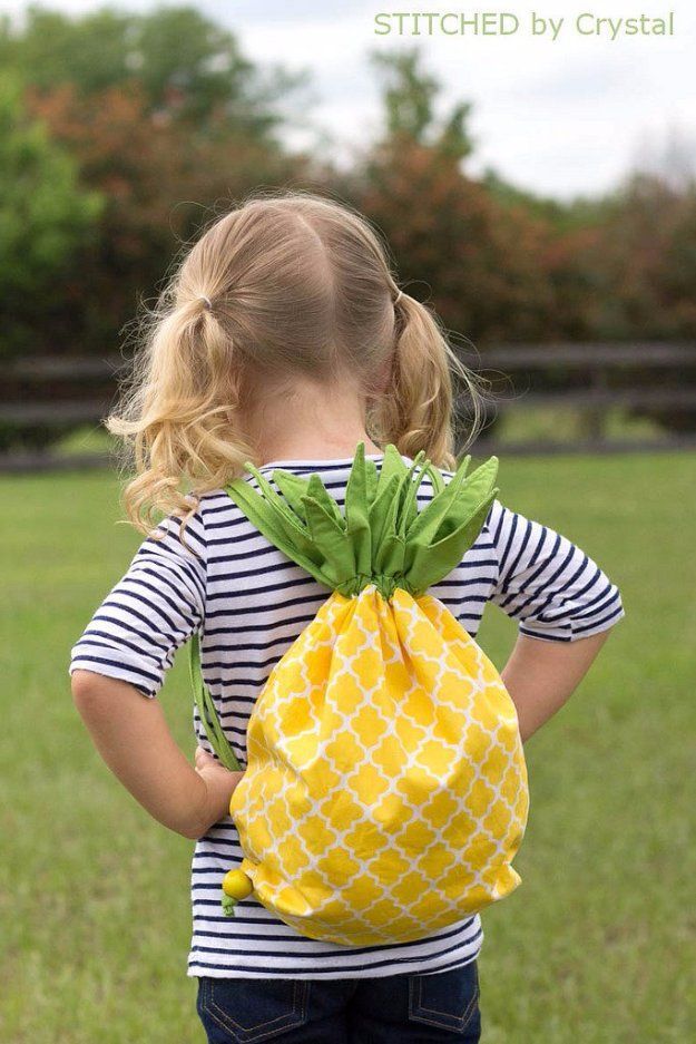 Easy Sewing Projects to Sell – Pineapple Drawstring Backpack – DIY Sewing Ideas for Your Craft Business. Make Money with these