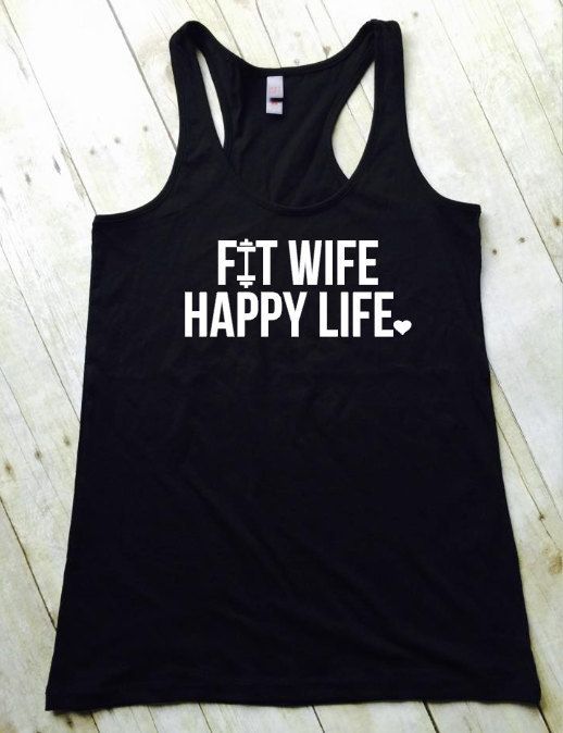 Fit Wife Happy Life Tank, Workout Clothes, Gym Tank, Running Tank, Wifey Tank, Fitness Apparel, Gift For Her