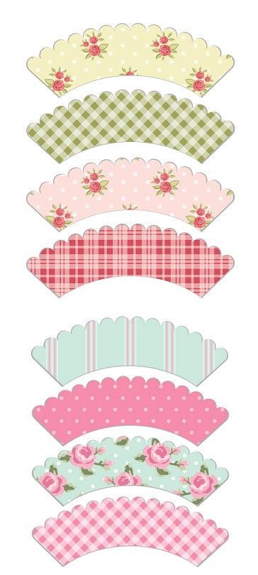 Free Scalloped Shabby Chic Style Cupcake Wrapper Printables