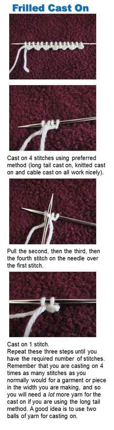 Frilled Cast – Needs a lot of extra yarn for casting on. Good match for Picot Bind Off #yarn_crafts_knitting