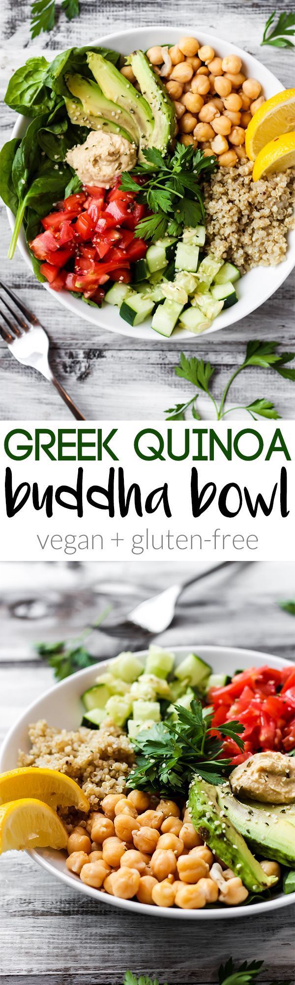 Full of greens and beans, this Greek Quinoa Buddha Bowl is the ultimate healthy lunch or dinner. Its ready in 20 minutes and