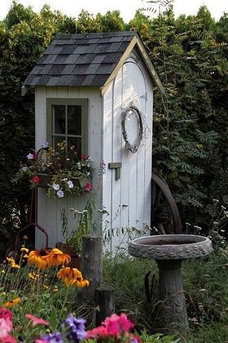 Garden Sheds – this post has lots of clever shed ideas – different styles and materials used – via FleaChic – Flea Market Savvy