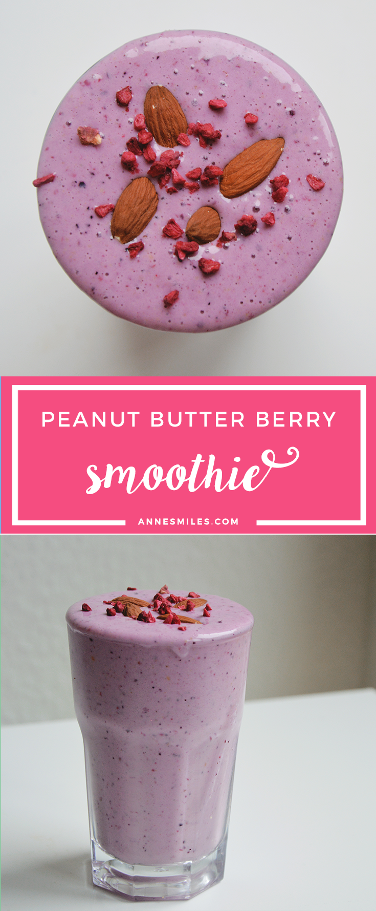 Healthy & tasty smoothie recipe with lots of berries and peanut butter. Yum! Click through to read more, or repin to save for