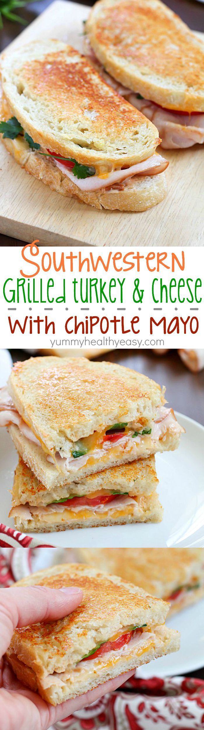 Incredibly delicious Grilled Turkey and Cheese sandwiches with a southwestern flair and homemade chipotle mayo. This is a turkey