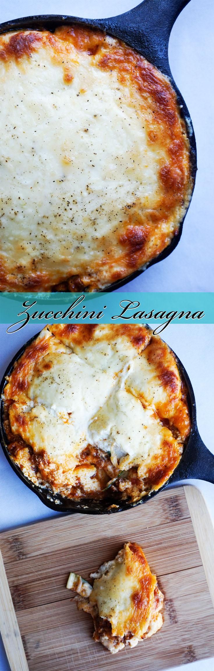 Keto lasagna made with thin sliced zucchini and loaded with meat and cheese!