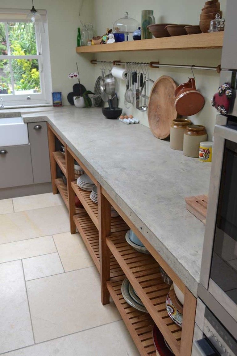 Large bespoke polished concrete worktop cast in situ with no joins #diy_kitchen_worktop