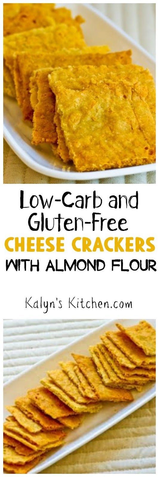 Low-Carb and Gluten-Free Cheese Crackers with Almond Flour found on KalynsKitchen.com