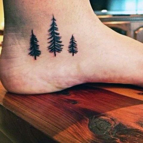 Mens Foot Pine Tree Tattoo