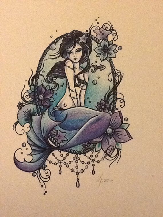 Mermaid art print by libby firefly by Libbyfireflyart on Etsy, £7.00