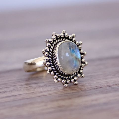 Moonstone Sun Ring | Bohemian Gypsy Jewelry | Boho Festival Jewellery | Hippie Style Fashion | Indie and Harper