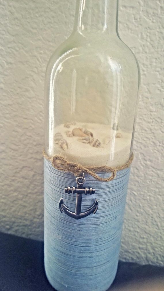 Nautical upcycled wine bottle by SmartHippie on Etsy #summer_decor_wine_bottles