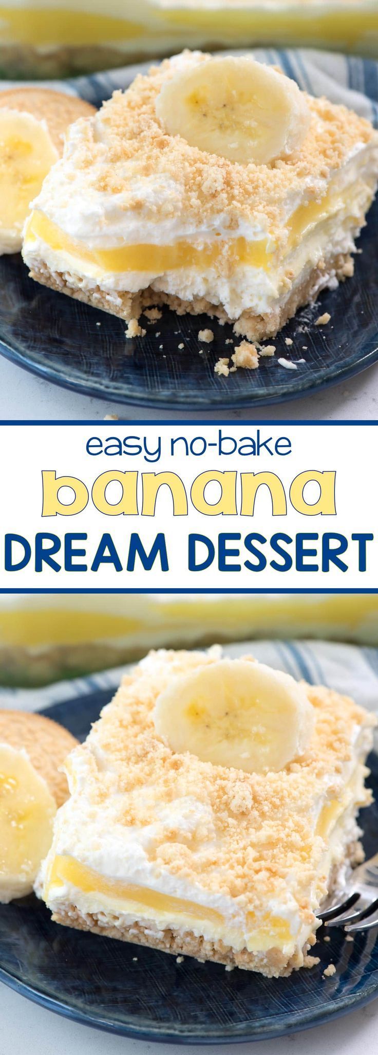 No Bake Banana Pudding Dream Dessert – this easy dessert lasagna recipe is made with BANANA pudding! Its layered with no bake