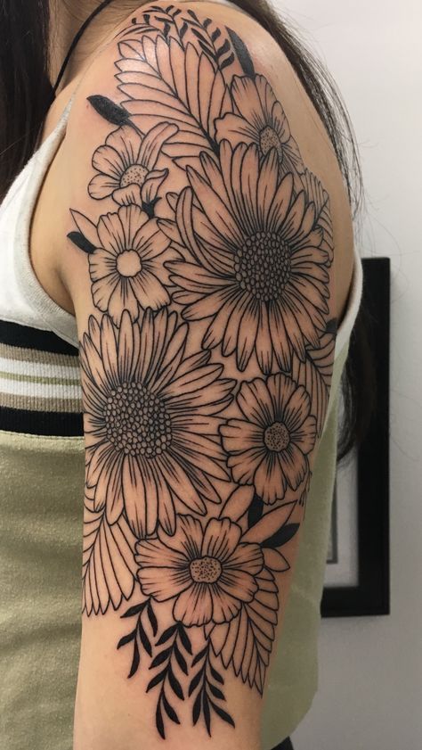 number 4: half sleeve wildflower tattoo , took about 3 1/2 hours , done by Ignacio Flores at Sick Dogs Tattoo Shop