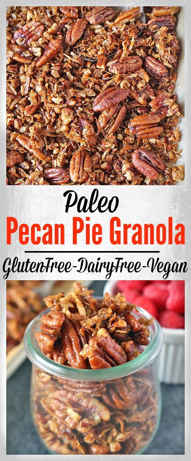 Paleo Pecan Pie Granola- gluten free, dairy free, vegan, and easy to make! The perfect snack or breakfast!