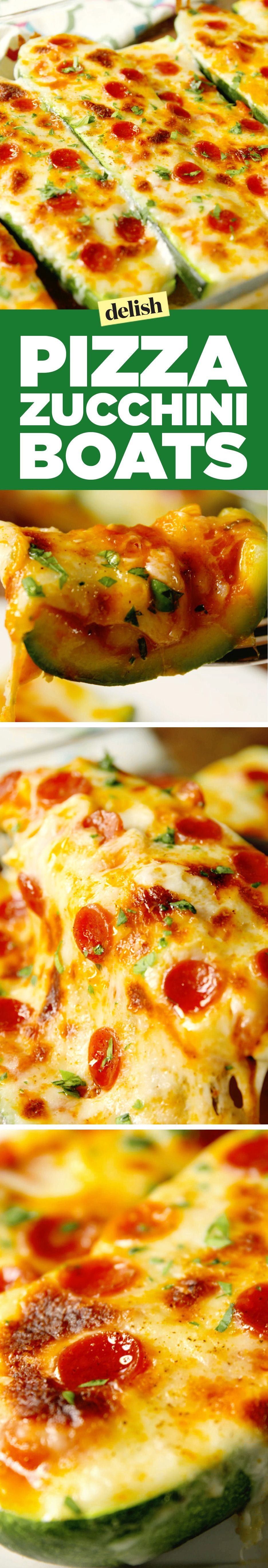 Pizza zucchini boats are the healthiest way to eat pizza. Get the recipe on Delish.com.