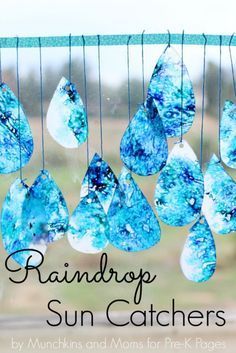 Raindrop Suncatchers. Pretty weather craft for kids.