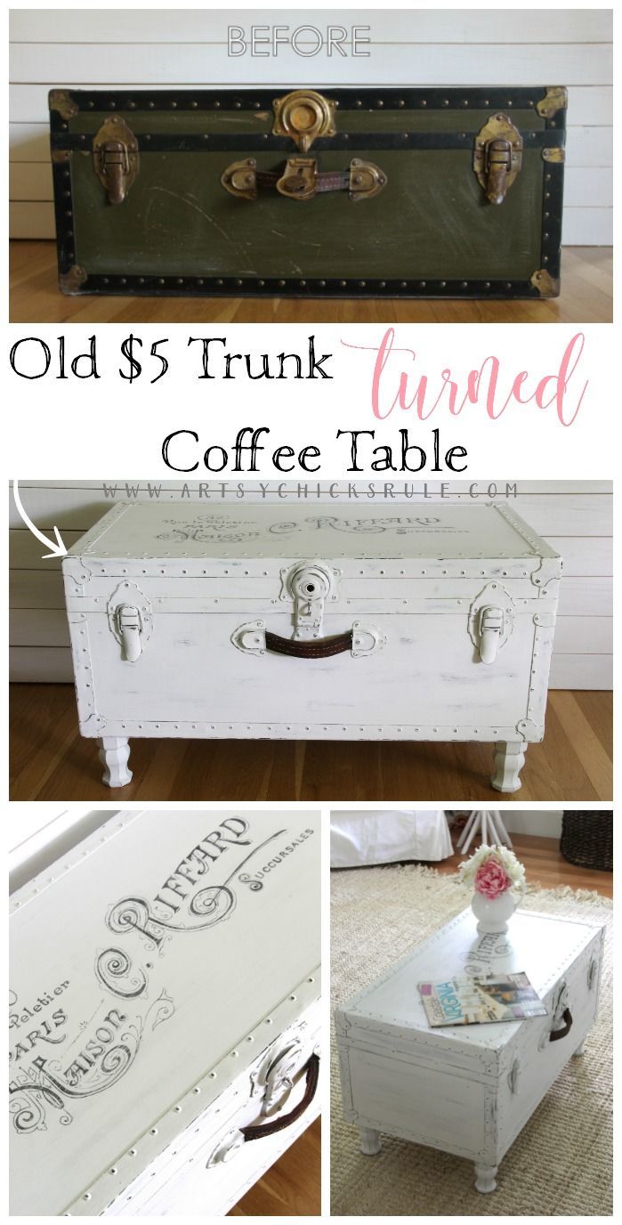 SO Easy!! $5 Old Trunk Coffee Table , a THRIFY Makeover! – artsychicksrule.com #diy_storage_table