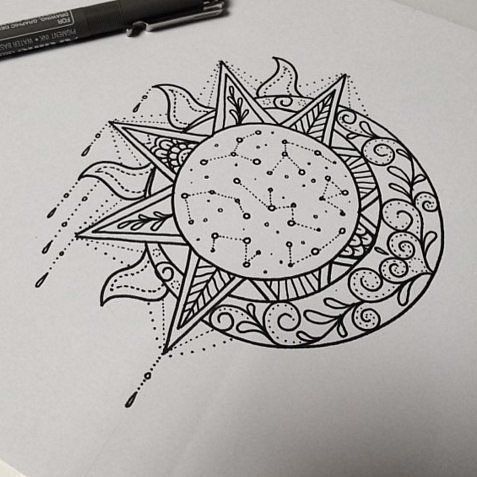 the sun and the moon,sketch, outline, sketching,design
