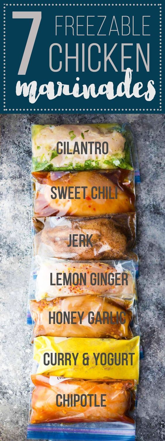 The ULTIMATE chicken marinade post!  Everything you’ve ever wanted to know about making your marinades ahead and freezing, plus