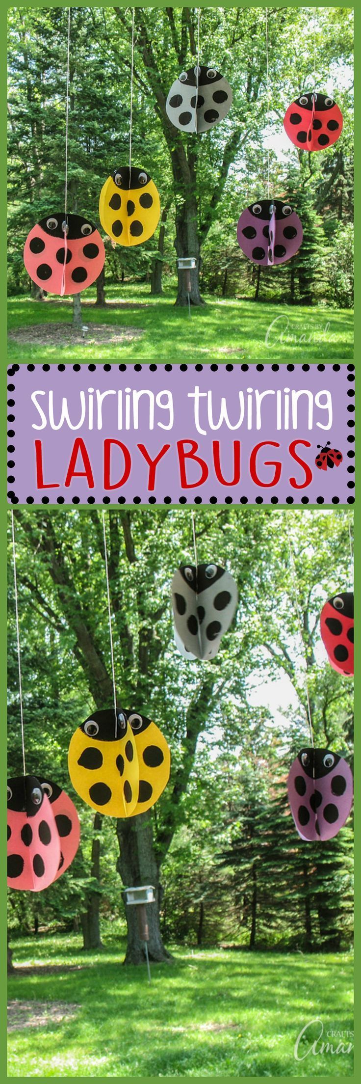 These adorable twirling ladybugs are a great summer kids craft! These ladybugs are easy to make and look so cute swirling and