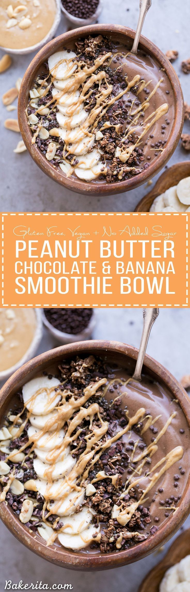 This Chocolate Peanut Butter Banana Smoothie Bowl tastes like a peanut butter cup, but its actually a filling, superfood-packed