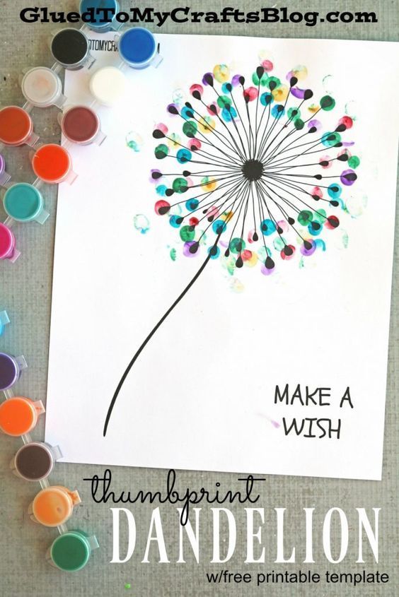 Thumbprint Dandelion Kid Craft w/free printable template