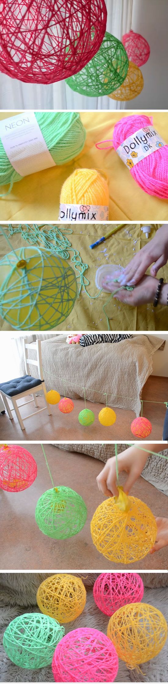 Yarn Orbs | DIY Spring Room Decor Ideas for Teens | Easy Summer Crafts for Kids to Make #diy_for_teens