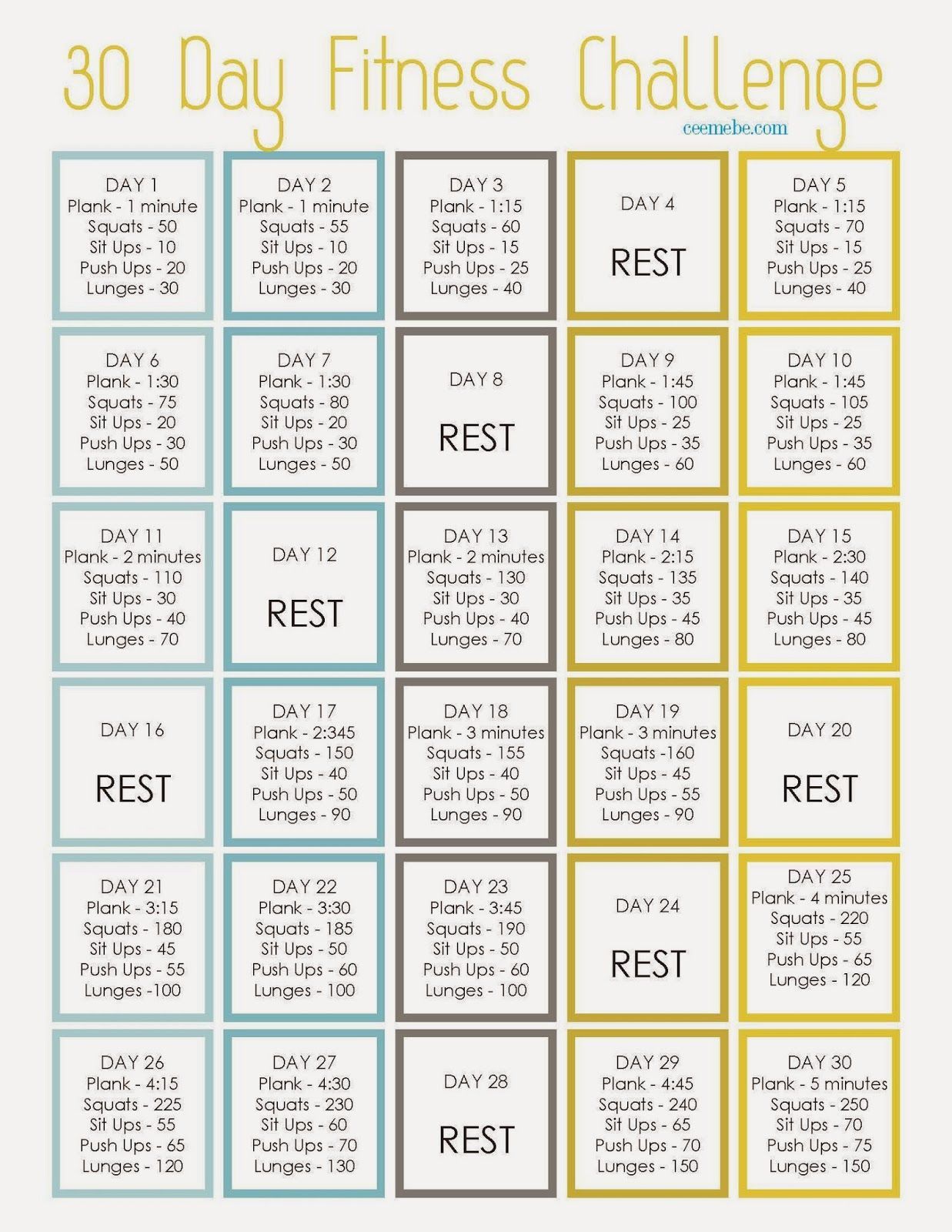 30 Day Fitness Challenge –  Start with me on April 1st! :)