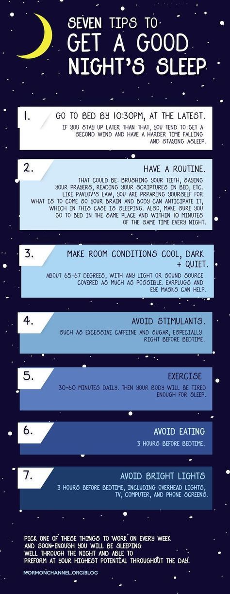 7 tips to get a good nights sleep.