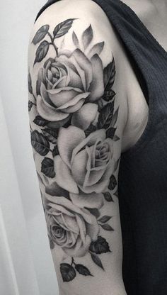 Black and White Rose Tattoo Ideas for Women – Flower Arm Sleeve – MyBodiArt.com