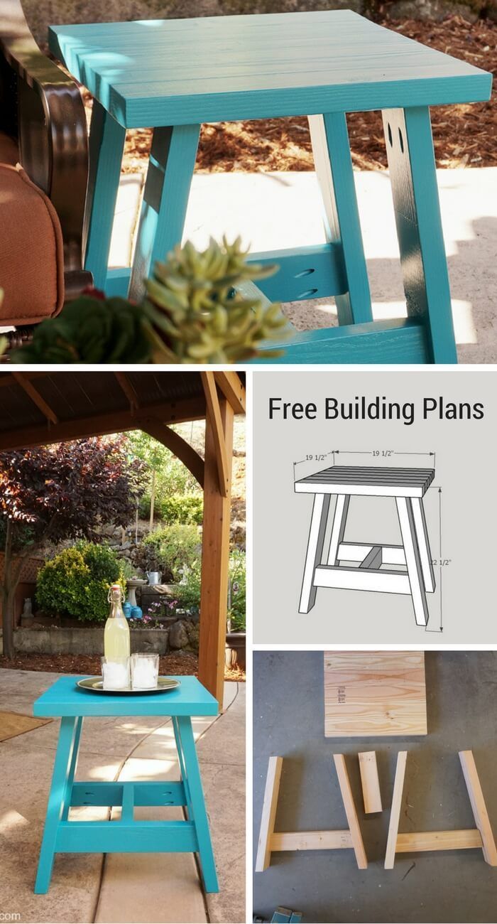 Build your own stylish 2×4 Outdoor Table.  Get the free plans to build your own for porch, patio, or living room for less than