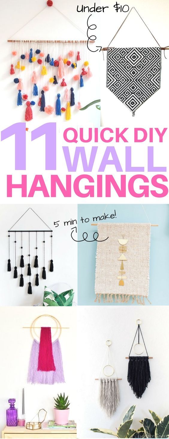 Cheap & easy DIY wall hangings you must see! diy home decor, diy wall art, diy apartment decor, 5 minute diy projects, boho decor