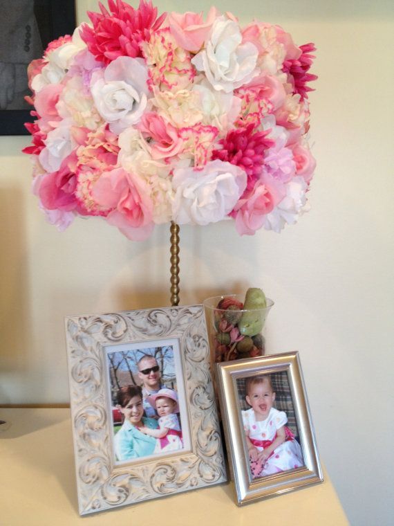 DIY Flower Lamp Shade.  This would be adorable in little girls room..