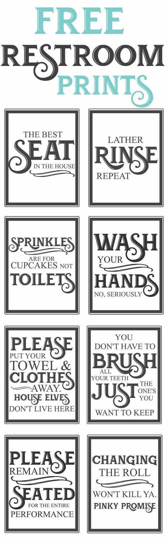Free Vintage inspired bathroom printables-funny quotes to hang up in the restroom-farmhouse