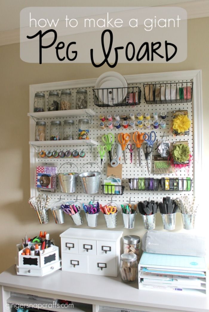 How to make a giant peg board to organize your craft room, kitchen, garage and more.