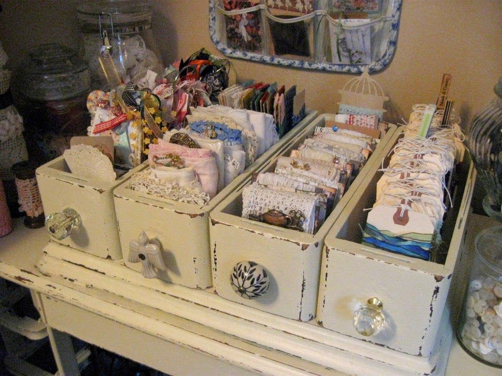 Old drawers for chippy storage. Something Special: Where Bloggers Create 2014