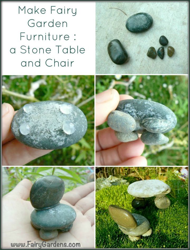photo of step by step how to make a stone table and chair for a Fairy Garden : Fairy Furniture