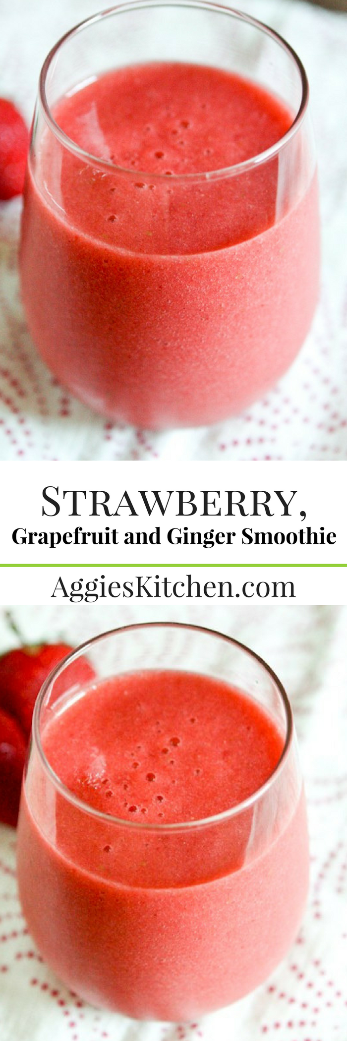 This Strawberry, Grapefruit and Ginger Smoothie will give you a refreshing energy boost any time of day.